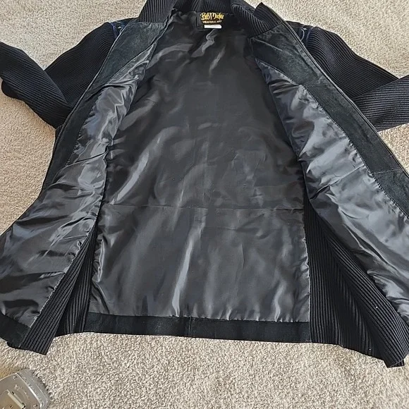 Vtg Bob Mackie Wearable Leather & Knit Jacket Embroidered Black Sz XL Statement! - Picture 15 of 16